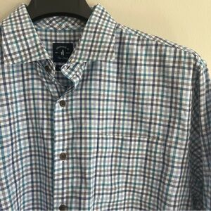 Johnnie-O Top Shelf “Hamilton” Barbados Blue Plaid Button Down XL 💙